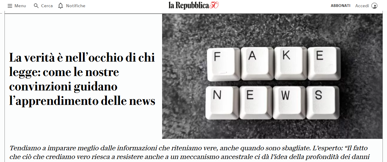 Cover picture for the Repubblica press coverage